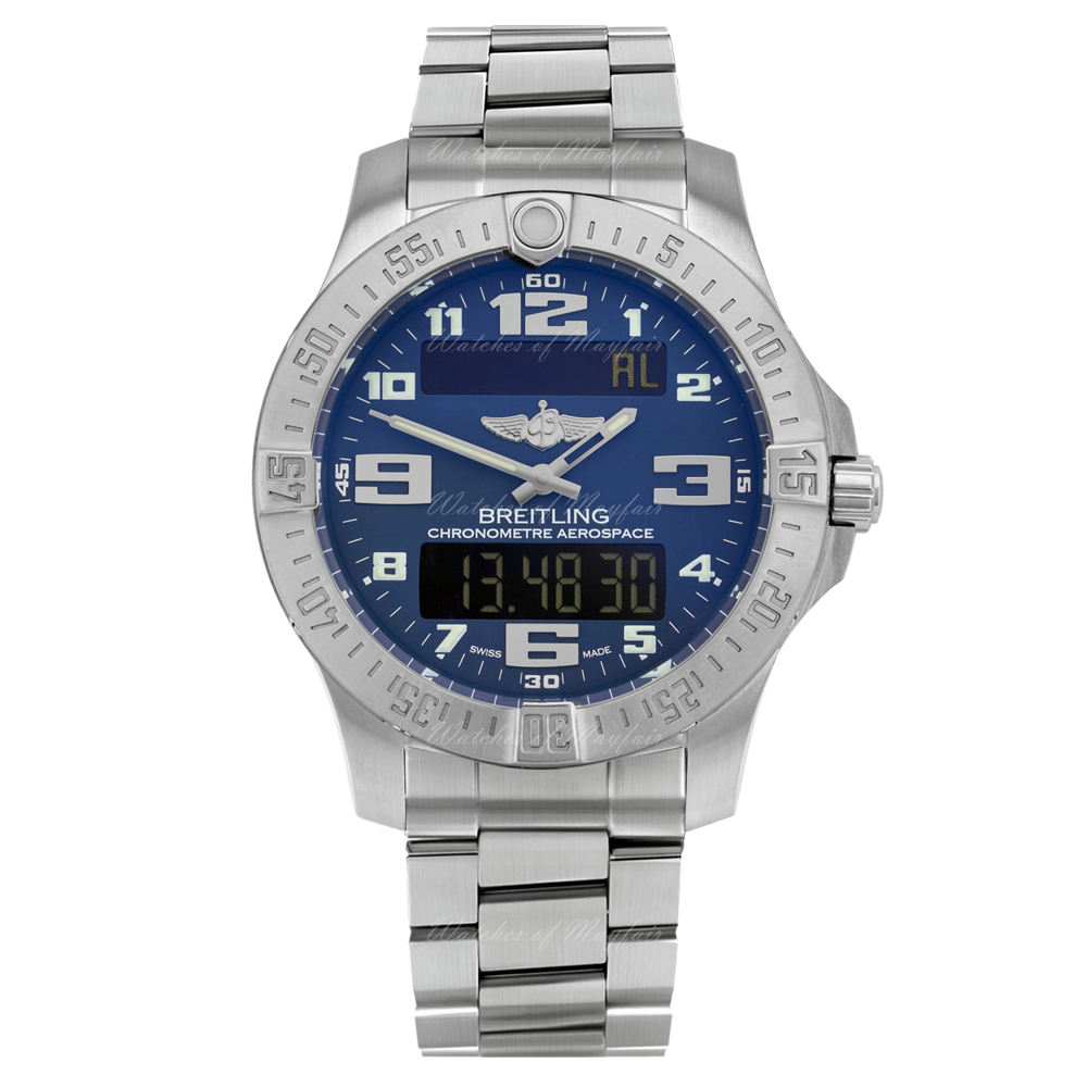  Shop Authentic Breitling Aerospace Evo Blue Dial Silver Steel Strap Watch for Men - E79363101C1E1 - Luxxuri