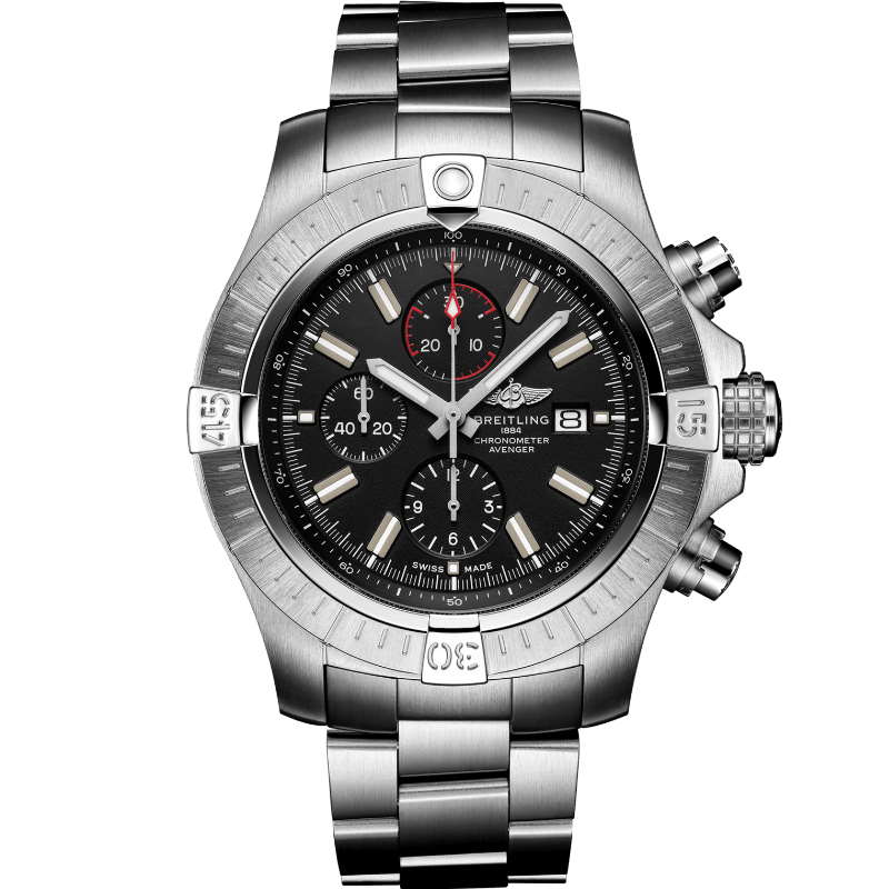  Shop Authentic Breitling Super Avenger Chronograph 48 Black Dial Silver Steel Strap Watch for Men - A13375101B1A1 - Luxxuri