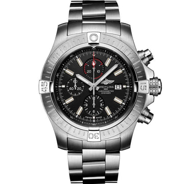  Shop Authentic Breitling Super Avenger Chronograph 48 Black Dial Silver Steel Strap Watch for Men - A13375101B1A1 - Luxxuri