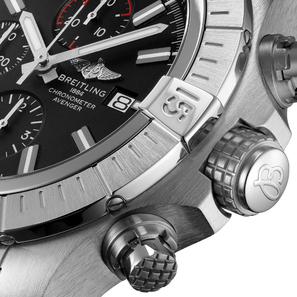  Shop Authentic Breitling Super Avenger Chronograph 48 Black Dial Silver Steel Strap Watch for Men - A13375101B1A1 - Luxxuri