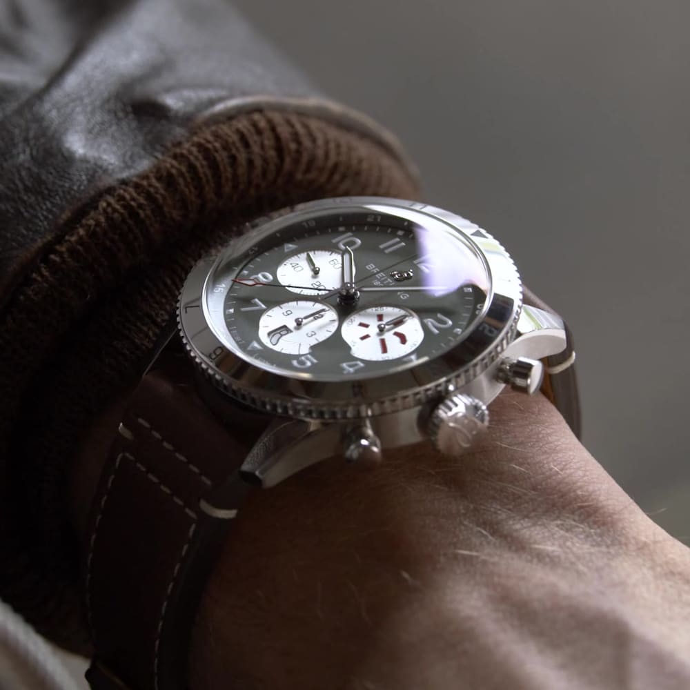  Shop Authentic Breitling Super Avi B04 Chronograph GMT 46 Curtiss Warhawk Green Dial Brown Leather Strap Watch for Men - AB04452A1L1X1 - Luxxuri