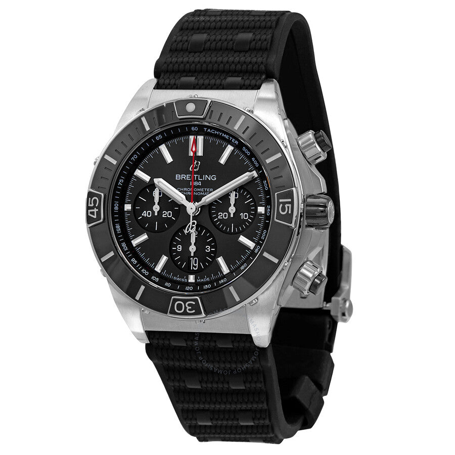  Shop Authentic Breitling Super Chronomat B01 44 Black Dial Black Rubber Strap Watch for Men - AB0136251B2S1 - Luxxuri