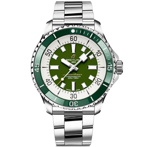  Shop Authentic Breitling Superocean Automatic 44mm Navy Green Dial Green Rubber Strap Watch for Men - A17376A31L1A1 - Luxxuri