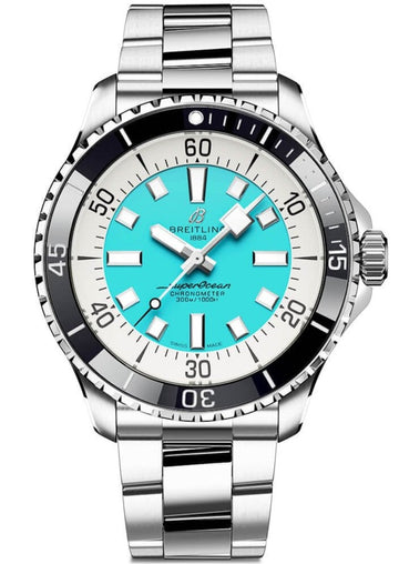  Shop Authentic Breitling Superocean Automatic 44mm Turquoise Dial Silver Steel Strap Watch for Men - A17376211L2A1 - Luxxuri