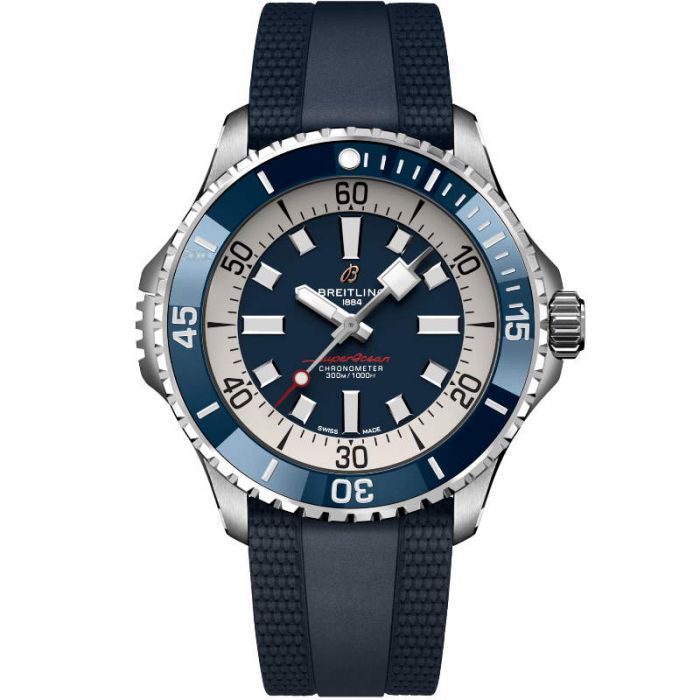  Shop Authentic Breitling Superocean Automatic 46 Blue Dial Blue Rubber Strap Watch for Men - A17378E71C1S1 - Luxxuri