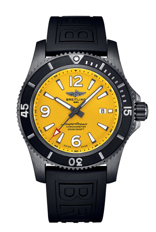  Shop Authentic Breitling Superocean Automatic 46mm Yellow Dial Black Rubber Strap Watch for Men - M17368D71I1S1 - Luxxuri