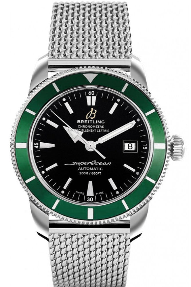  Shop Authentic Breitling Superocean Heritage 42mm Chronograph Green Bezel Mens Watch - A1732136 - Luxxuri