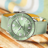  Shop Authentic Breitling Superocean Heritage '57 Pastel Paradise Green Dial Green Leather Strap Watch for Women - A10340361L1X1 - Luxxuri