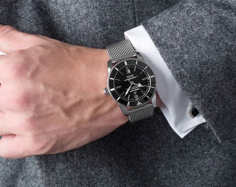  Shop Authentic Breitling Superocean Heritage B20 Automatic 46 Black Dial Silver Mesh Bracelet Watch for Men - AB2020121B1A1 - Luxxuri