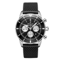 Breitling Superocean Heritage B01 Chronograph 44 Black Dial Black Mesh Bracelet Watch for Men - AB0162121B1S1