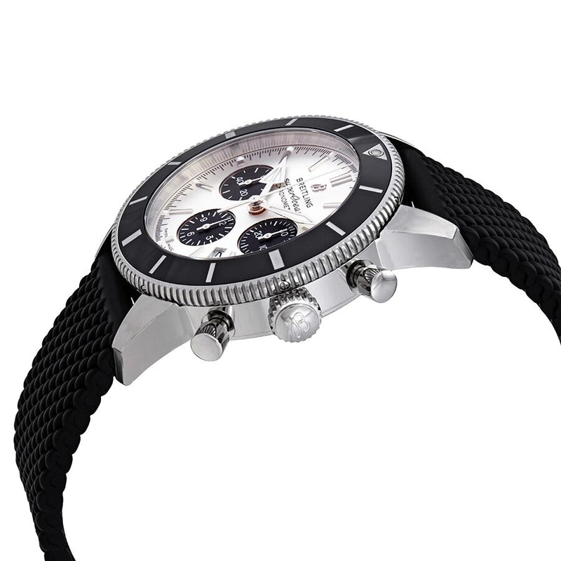  Shop Authentic Breitling Superocean Heritage B01 Chronograph 44 Silver Dial Black Mesh Bracelet Watch for Men - AB0162121G1S1 - Luxxuri
