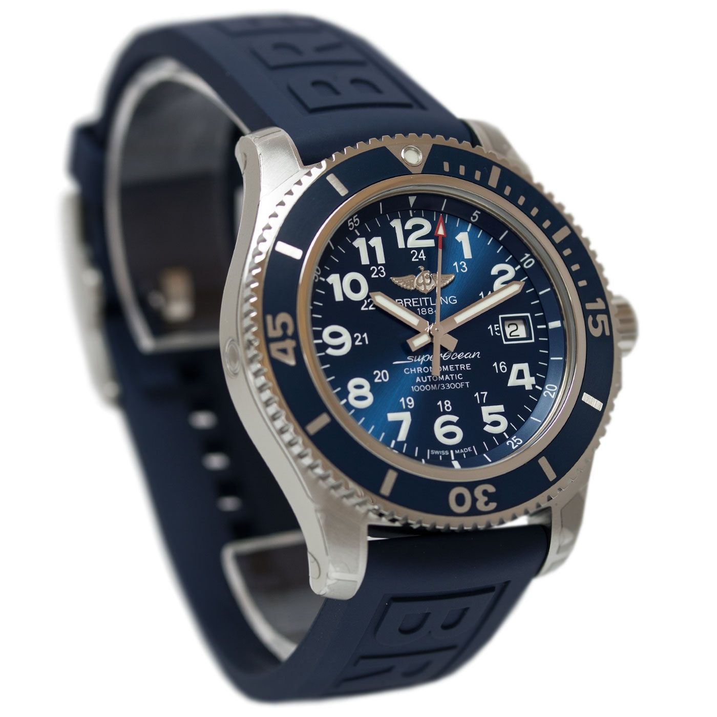  Shop Authentic Breitling Superocean II 44mm Blue Dial Blue Rubber Strap Watch for Men - A17392D8/C910/158S/A20SS.1 - Luxxuri