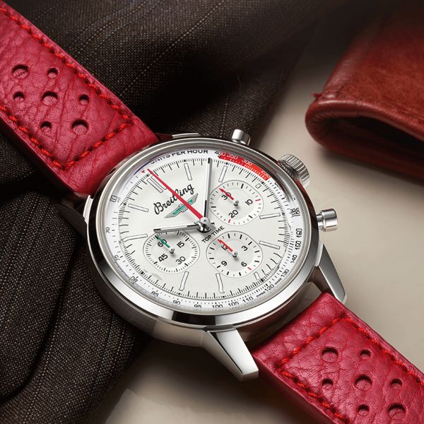  Shop Authentic Breitling Top Time B01 Ford Thunderbird White Dial Red Leather Strap Watch for Men - AB01766A1A1X1 - Luxxuri