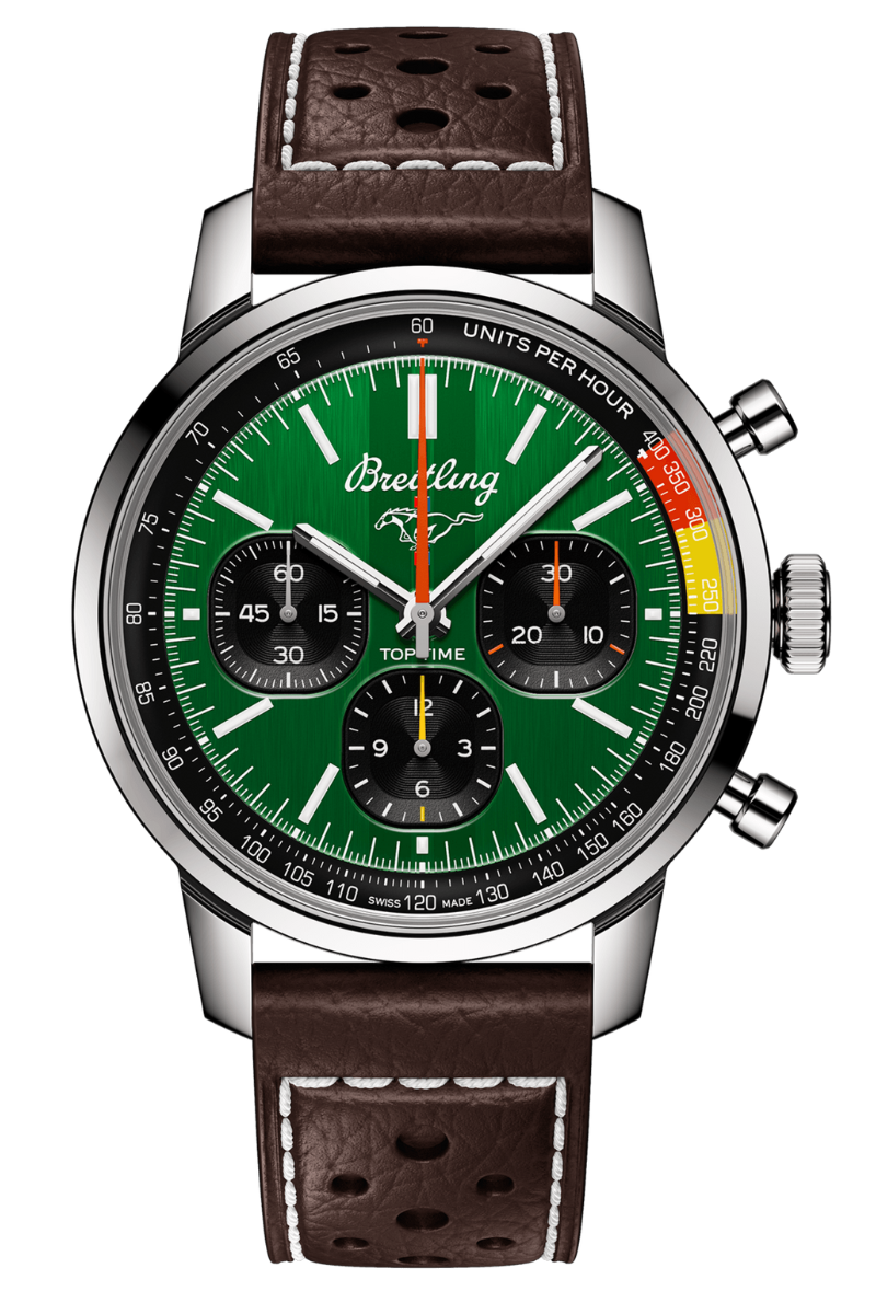  Shop Authentic Breitling Top Time B01 Ford Mustang Green Dial Brown Leather Strap Watch for Men - AB01762A1L1X1 - Luxxuri