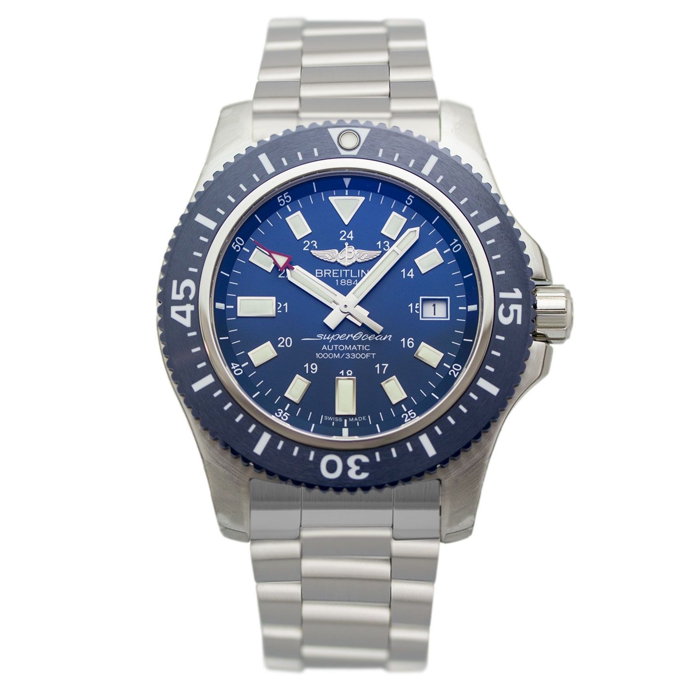  Shop Authentic Breitling Superocean 44mm Special Blue Dial Silver Steel Strap Watch for Men - Y17393161C1A1 - Luxxuri