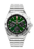  Shop Authentic Breitling Chronomat B01 42 Green Dial Silver Steel Strap Watch for Men - AB0134101L1A1 - Luxxuri