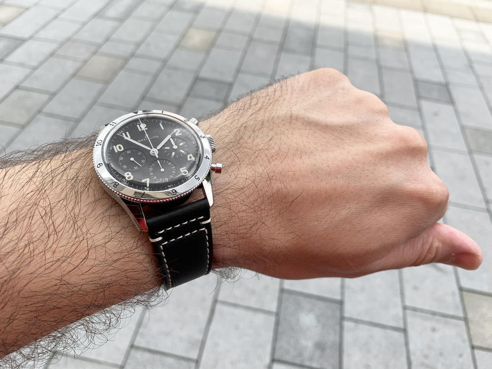  Shop Authentic Breitling Avi Ref. 765 1953 Re-Edition Black Dial Black Leather Strap Watch for Men - AB0920131B1X1 - Luxxuri