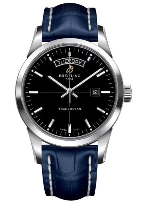  Shop Authentic Breitling Transocean Day & Date 42mm Automatic Black Dial Black Leather Strap Mens Watch - A4531012/BB69/731P/ A20BA.1 - Luxxuri