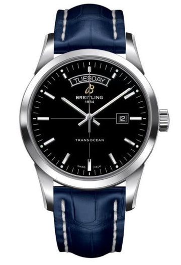  Shop Authentic Breitling Transocean Day & Date 42mm Automatic Black Dial Black Leather Strap Mens Watch - A4531012/BB69/731P/ A20BA.1 - Luxxuri