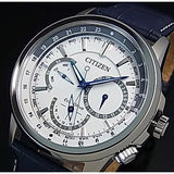  Shop Authentic Citizen Eco Drive Calendrier White Dial Blue Leather Strap Watch For Men - BU2020-11A - Luxxuri