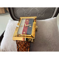  Shop Authentic Gucci G-Frame Mother of Pearl Dial Brown Leather Snakeskin Strap Watch For Women - YA147402 - Luxxuri