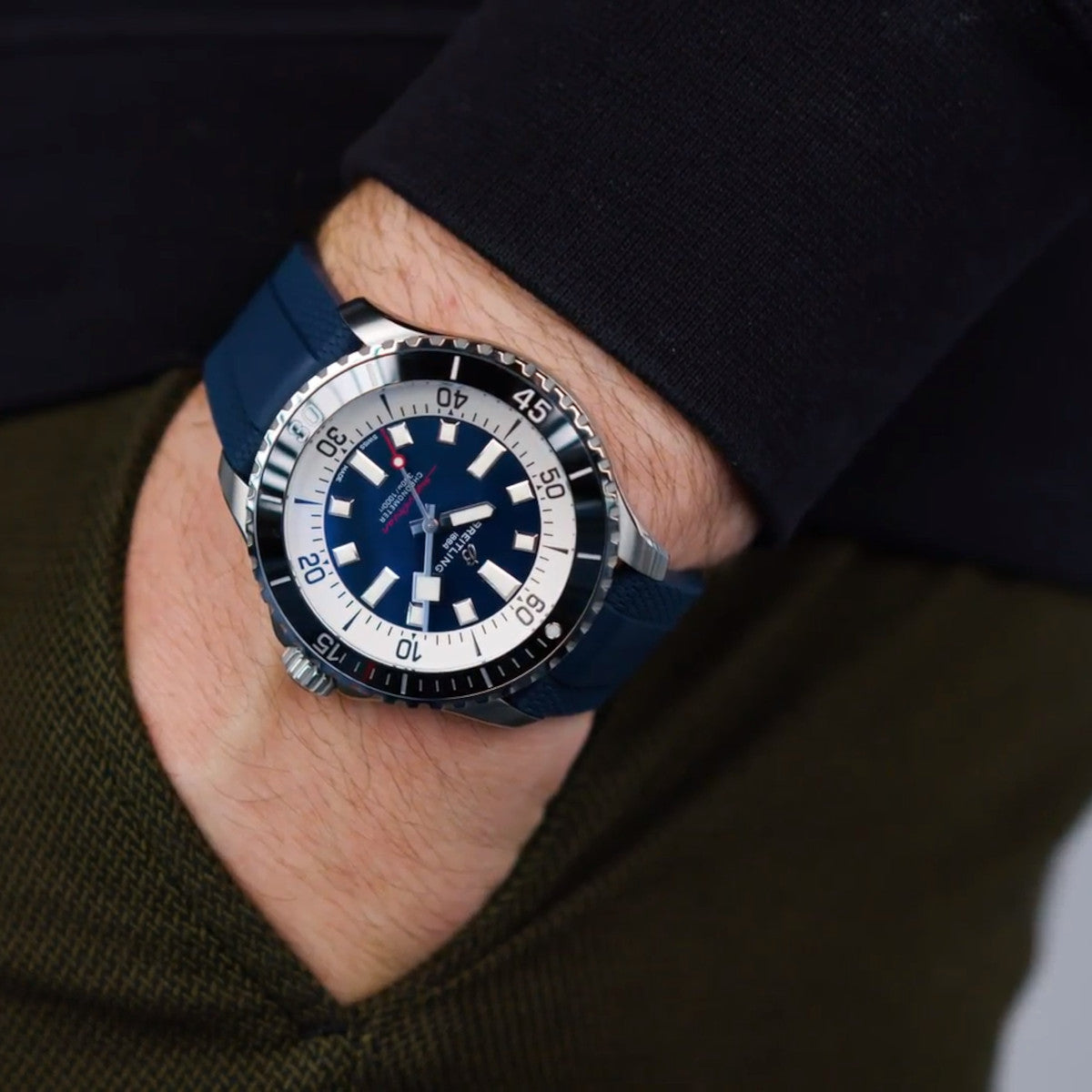  Shop Authentic Breitling Superocean Automatic 44 Blue Dial Blue Rubber Strap Watch for Men - A17376211C1S1 - Luxxuri