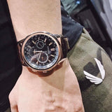  Shop Authentic Citizen Eco Drive Calendrier Black Dial Brown Leather StrapWatch For Men - BU2023-12E - Luxxuri