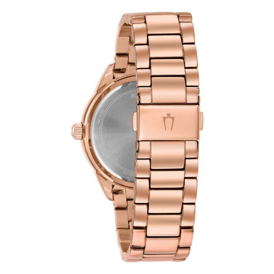  Shop Authentic Bulova Crystal Silver Dial Rose Gold Steel Strap Watch for Women - 97N101 - Luxxuri