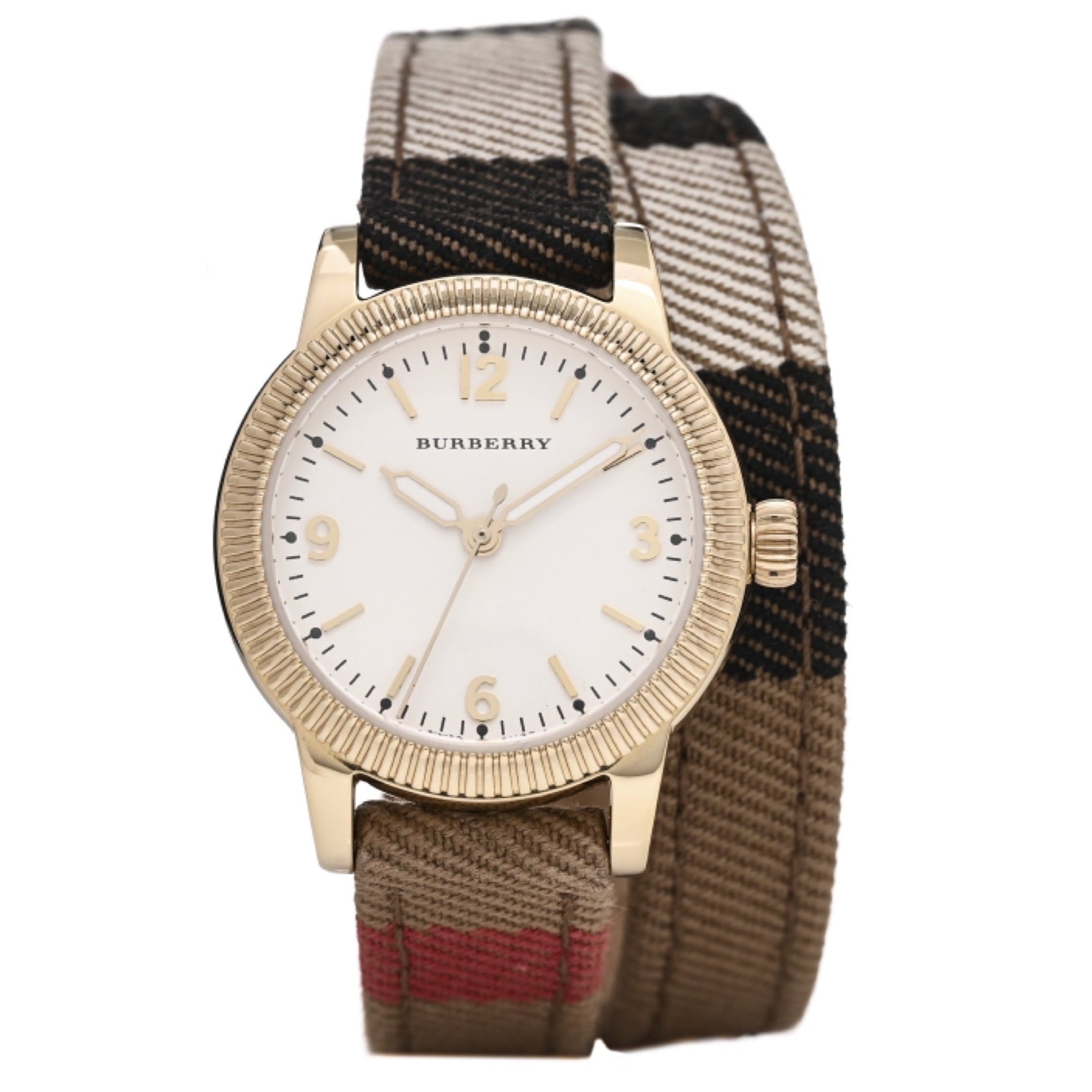  Shop Authentic Burberry Utilitarian White Dial Multicolor Leather Strap Watch for Women - BU7851 - Luxxuri
