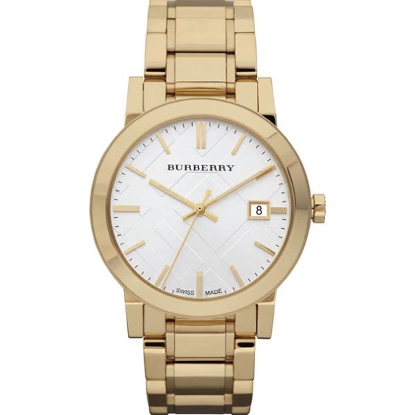 Burberry The City Silver Dial Gold Steel Strap Unisex Watch - BU9003