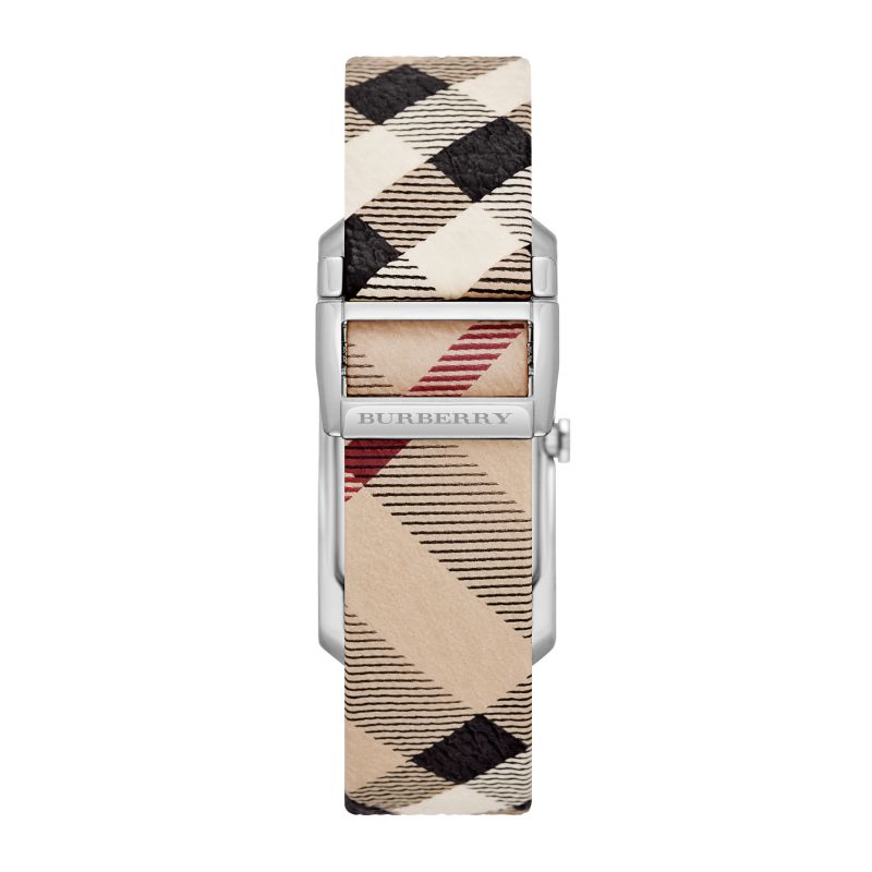  Shop Authentic Burberry The Pioneer Silver Dial Haymarket Beige Leather Strap Watch for Women - BU9406 - Luxxuri