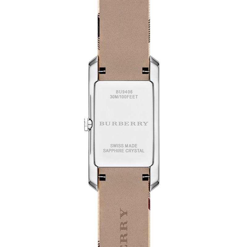  Shop Authentic Burberry The Pioneer Silver Dial Haymarket Beige Leather Strap Watch for Women - BU9406 - Luxxuri