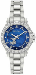  Shop Authentic Bulova Crystal Collection Blue Mother of Pearl Dial Silver Steel Strap Watch for Women - 96L238 - Luxxuri