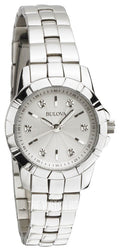 Bulova Classic Diamonds Silver Dial Silver Steel Strap Watch for Women - 96P121