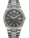  Shop Authentic Bulova Crystal Collection Brown Dial Silver Steel Strap Watch for Men - 96B221 - Luxxuri