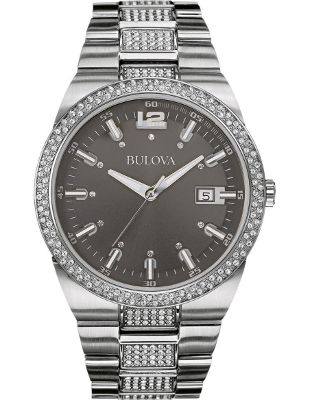  Shop Authentic Bulova Crystal Collection Brown Dial Silver Steel Strap Watch for Men - 96B221 - Luxxuri