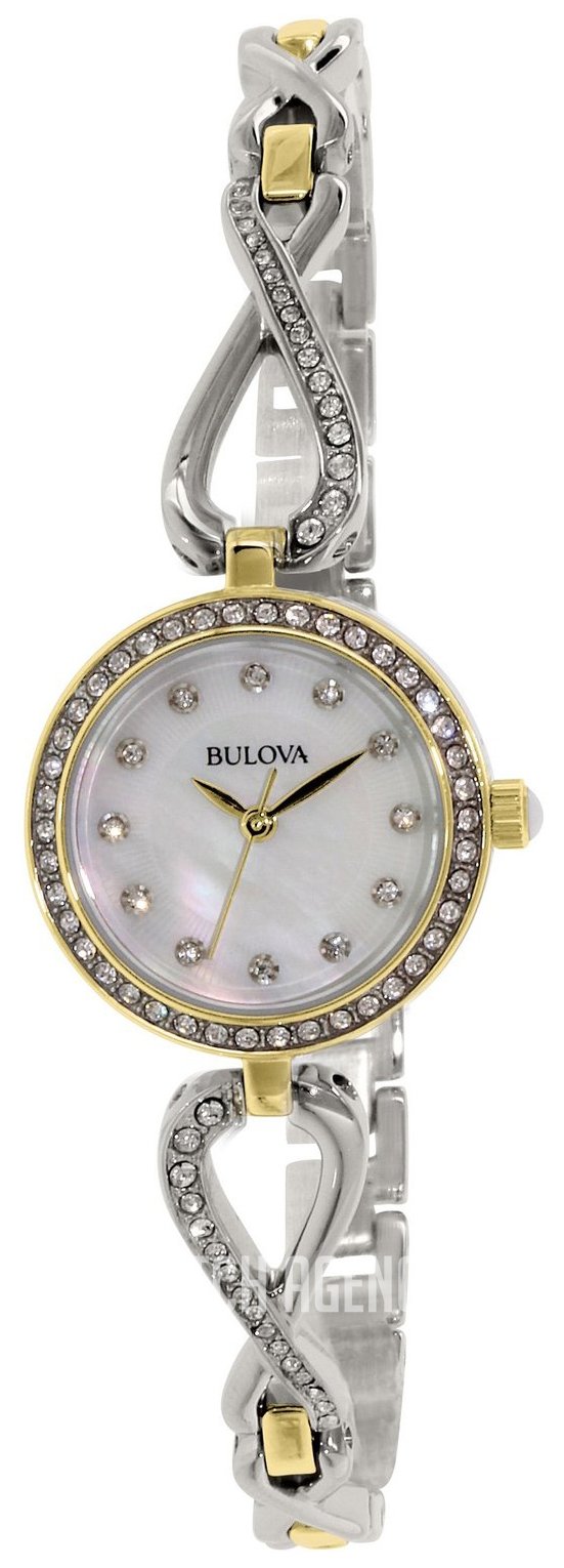  Shop Authentic Bulova Analog Crystals Mother of Pearl Dial Silver Steel Strap Watch for Women - 98X109 - Luxxuri