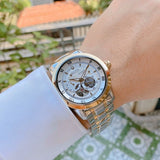  Shop Authentic Bulova BVA Skeleton Silver Dial Two Tone Steel Strap Watch for Men - 98A230 - Luxxuri