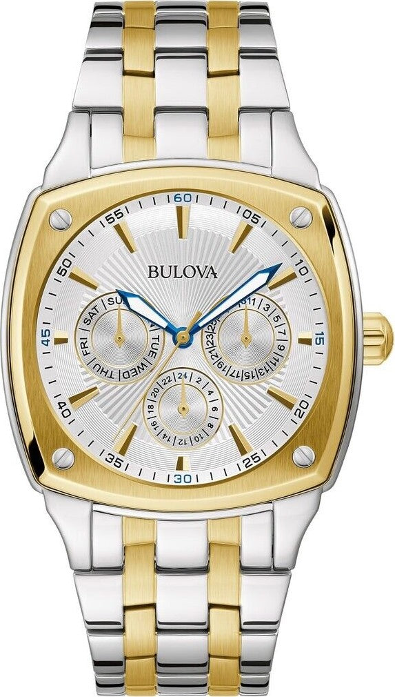  Shop Authentic Bulova Classic Multi Function Silver Dial Two Tone Steel Strap Watch for Men - 98C142 - Luxxuri