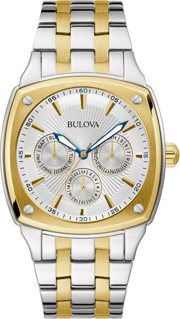  Shop Authentic Bulova Classic Multi Function Silver Dial Two Tone Steel Strap Watch for Men - 98C142 - Luxxuri