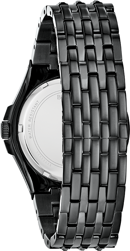  Shop Authentic Bulova Crystal Collection Phantom Black Dial Black Steel Strap Watch for Men - 98A240 - Luxxuri