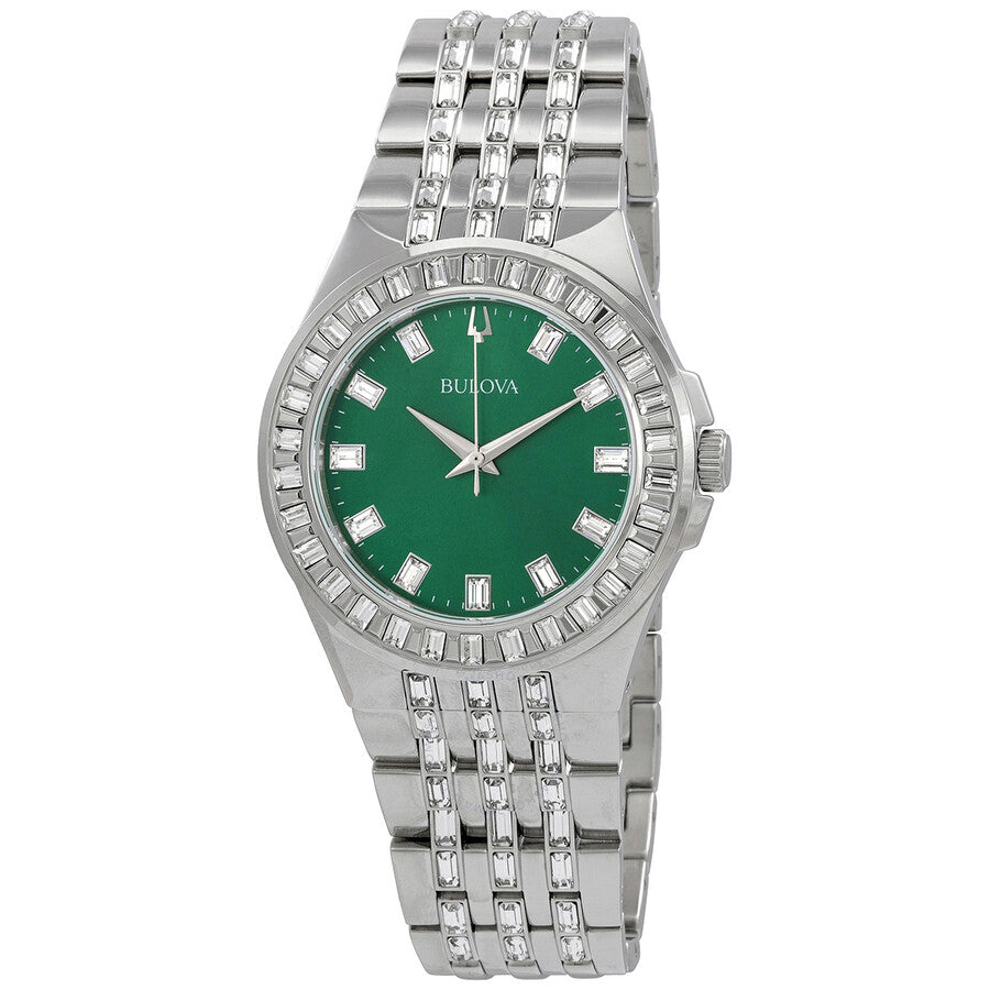  Shop Authentic Bulova Phantom Classic Baguette Green Dial Silver Steel Strap Watch for Men - 96A253 - Luxxuri