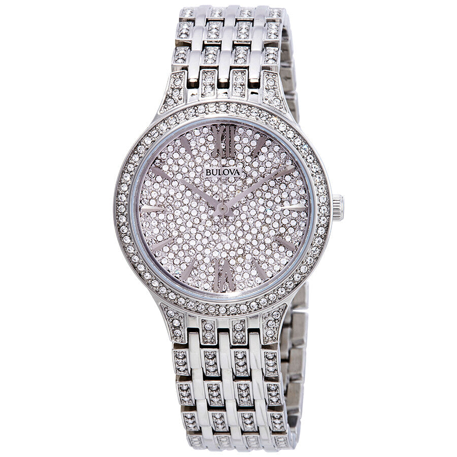 Bulova Crystal Collection Silver Dial Silver Steel Strap Watch for Women - 96L243