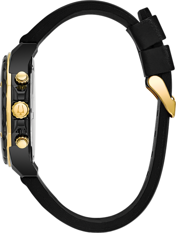  Shop Authentic Bulova Marine Star Chronograph Black Dial Black Rubber Strap Watch for Men - 98B278 - Luxxuri