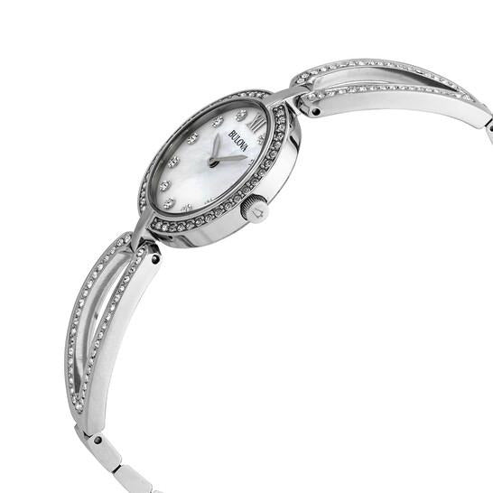  Shop Authentic Bulova Crystal Collection Mother of Pearl Dial Silver Steel Strap Watch for Women - 96L223 - Luxxuri