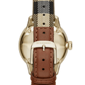 Burberry The Classic Round Gold Dial Brown Leather Strap Unisex Watch - BU10001