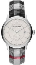  Shop Authentic Burberry The Classic Horseferry Silver Dial Black Leather Strap Watch for Men - BU10002 - Luxxuri
