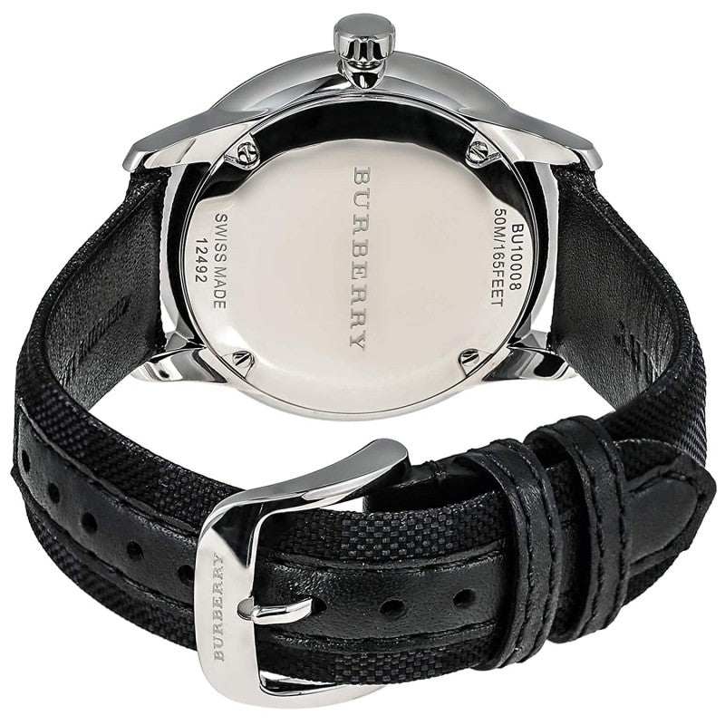  Shop Authentic Burberry Classic Round Cream Dial Black Leather Strap Watch for Men - BU10008 - Luxxuri