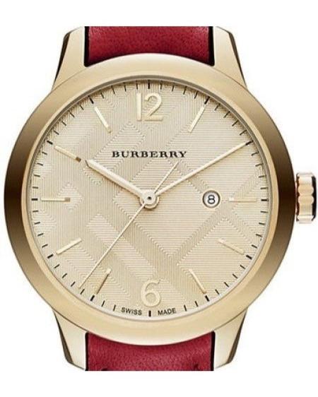  Shop Authentic Burberry The Classic Gold Dial Red Leather Strap Watch for Women - BU10102 - Luxxuri