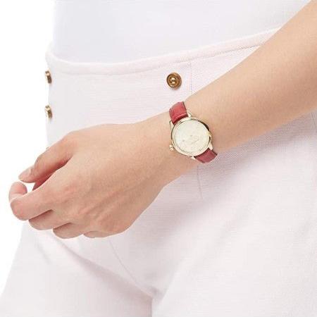  Shop Authentic Burberry The Classic Gold Dial Red Leather Strap Watch for Women - BU10102 - Luxxuri